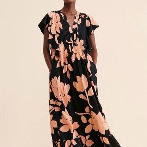 Anthropologie Floral Flounce Maxi Dress | Size Medium